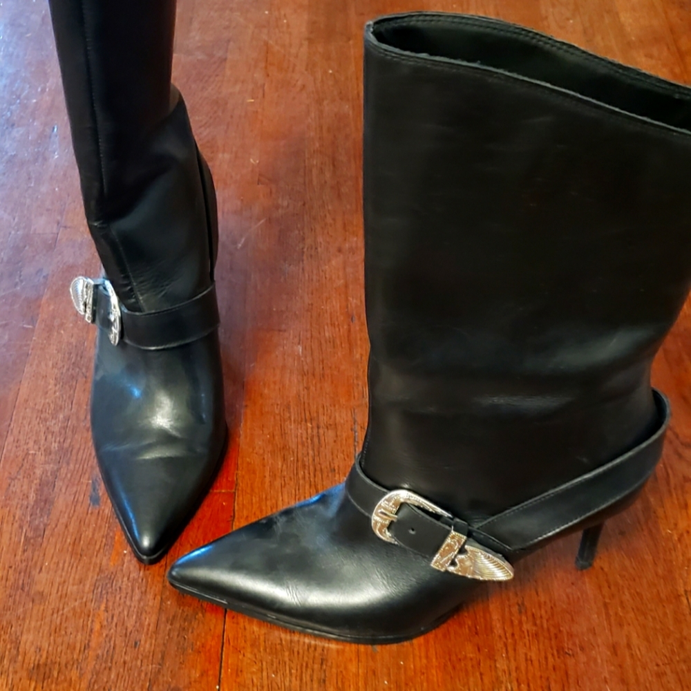 ISABEL MARANT'esq Zara western boot midcalf black silver buckle sexy sold out